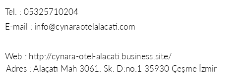 Cynara Otel telefon numaralar, faks, e-mail, posta adresi ve iletiim bilgileri